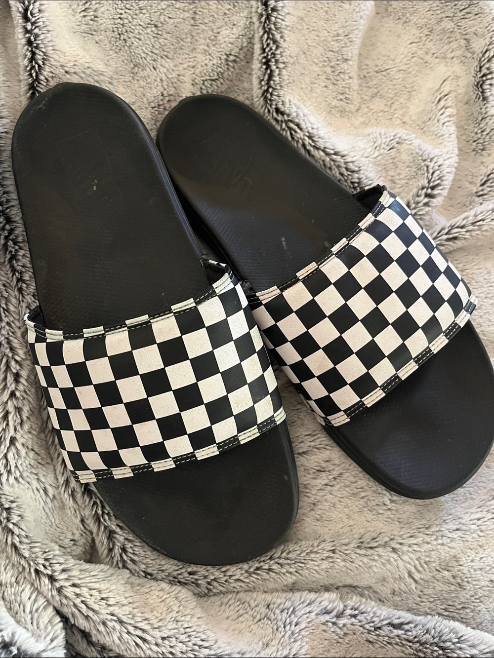Vans Black & White Checkerboard Slide Sandals